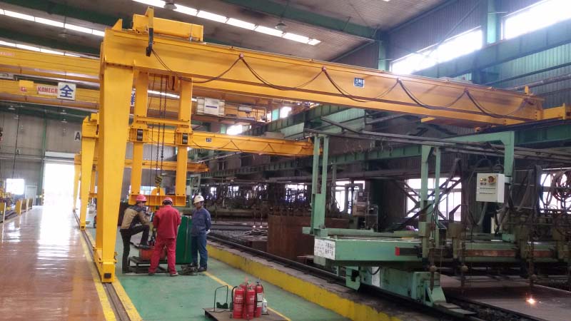 关东精密双梁半门起重机施工现场